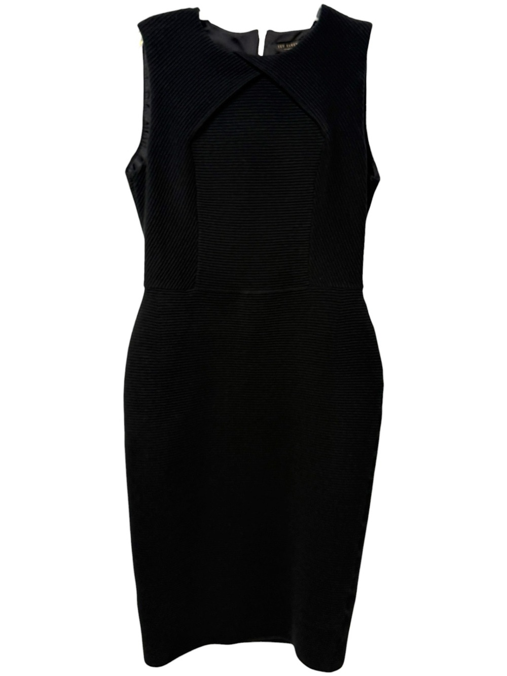 Ted Baker Black Sleeveless Midi Sheath Dress Sz 4